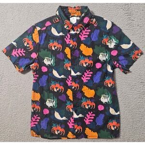Disney's The Little Mermaid Short Sleeve Shirt Mens XS Camp‎ Button Up Cartoon
